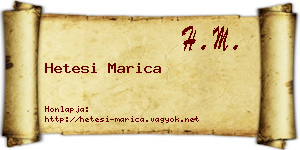 Hetesi Marica névjegykártya